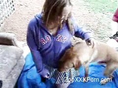 Lovely dirty zoophile enjoys her sweetest doggy